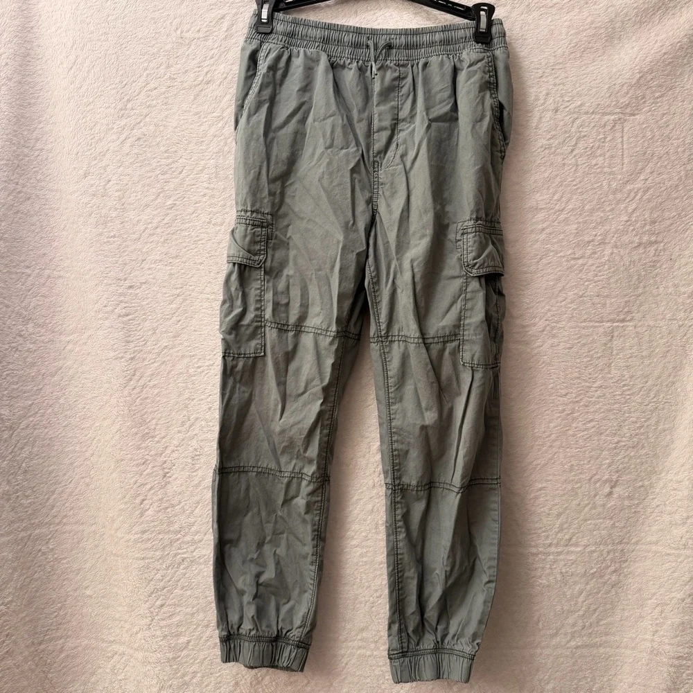 OshKosh Boys Cargo Jogger‎ Pants Sage Green Husky Stretch Size 12 Straight Leg